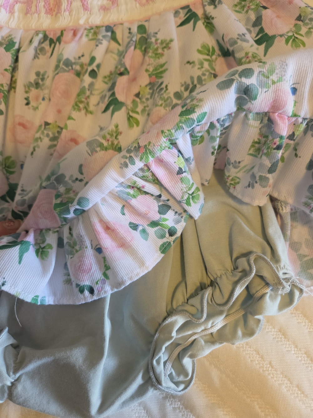Mama's Girl Pink Floral Ruffle Diaper Set - Picture 3 of 4
